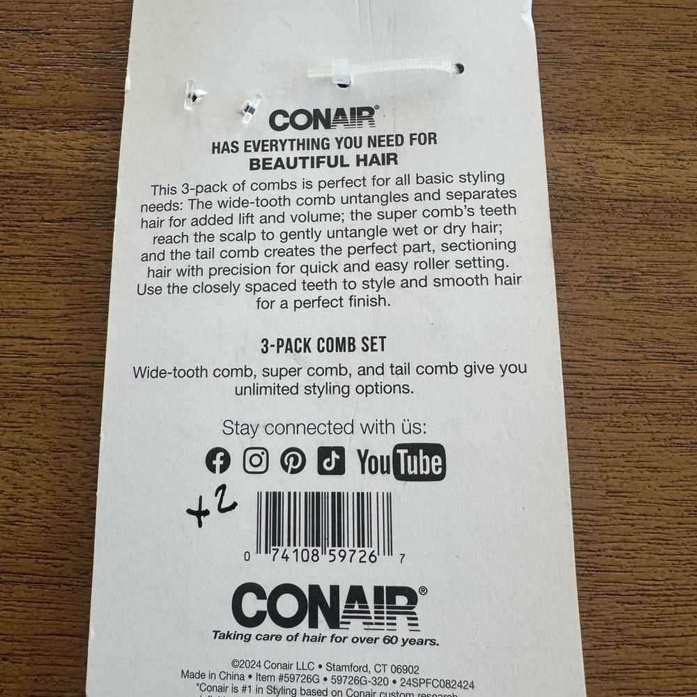 Conair Hello Spring Lavender Hair Comb Set - Picture 2 of 3